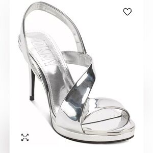 DKNY Diva Asymmetrical Slingback Stiletto Sandals Silver Size 8M